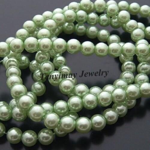 Free Shipping 6mm Light Green Glass Imitation Pearls, Fashion Imitation Pearl DIY Loose Beads