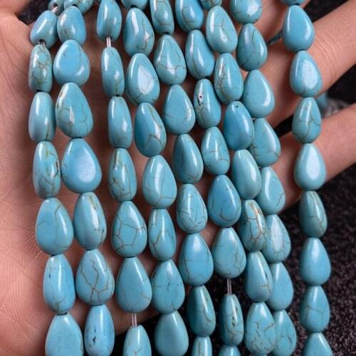 Sunflower Seed Shaped Natural Stone Bead Blue Turquoises Bracelet Necklace Ornaments for DIY Ornaments Birthday Gift Size 8x12mm
