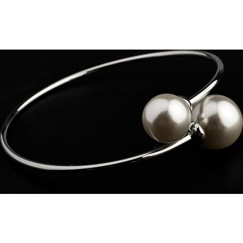 DANS ELEMENT New Fashion Sale Pearl Bangle&Bacelet for Women Gift Anti Allergies #RG31787White