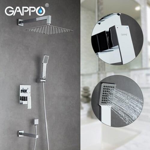 GAPPO Sanitary Ware Suite Wall mount rainfall shower faucet chrome bathtub faucet tap waterfall Bath Shower bathroom faucet set