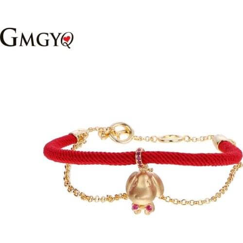 GMGYQ Fashion Concise Red Rope Bracelet Metal Dog Pendant Birthday Gift For Children Jewelry Womens Accessories Wholesale