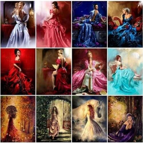 Full Square Diamond Embroidery Dress Woman Diamand Painting Complet Daimond Mosaic Hobby Rhinestone Picture Wall Sticker Decor