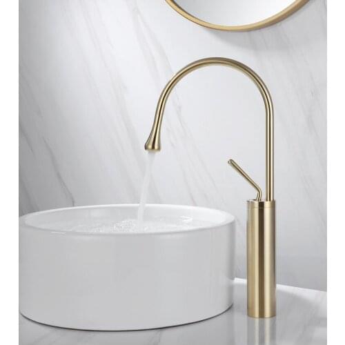 Basin Faucet Brass Sink Mixer Tap Hot & Cold Bathroom Deck Mounted Rotation sink Faucet Brush Gold Chrome Lavatory Crane Tap