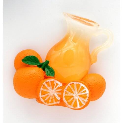 Glass imitation orange juice bottle magnetic refrigerator stick kitchen decoration 3d fruit orange cute collection fridge magnet