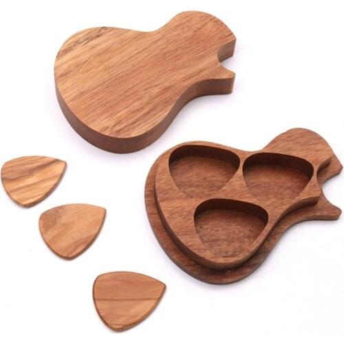 Solid Wood Picks Plectrum Guitars Picks High-end Picks Fingerpicks With Box Container Musical Instrument Guitar Accessories