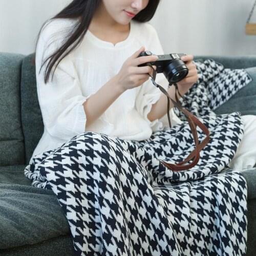 40 130x180cm Super Soft Cotton Handle-Knitted Blanket Sofa Trvavel Cover Towel Blanket Black and White Shawl Decoration Home