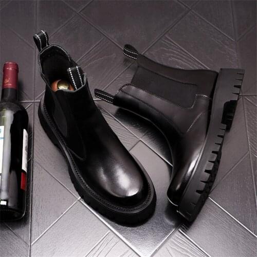 Autumn Men Punk High Tops Motorcycle Shoes Short Ankle Boots Martins Height Increasing Zapatillas Hombre