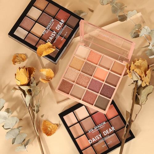 16 Color Eyeshadow Palette Cream Shimmer Matte Diamond Glitter Metallic Pumpkin Milk Coffee Color Professional Lazy Eyeshadow