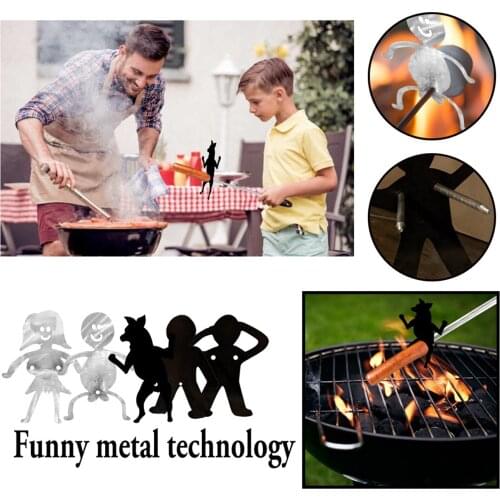Hot Dog Stick Boy Girl Shaped Stainless Roaster For BBQ Campfire