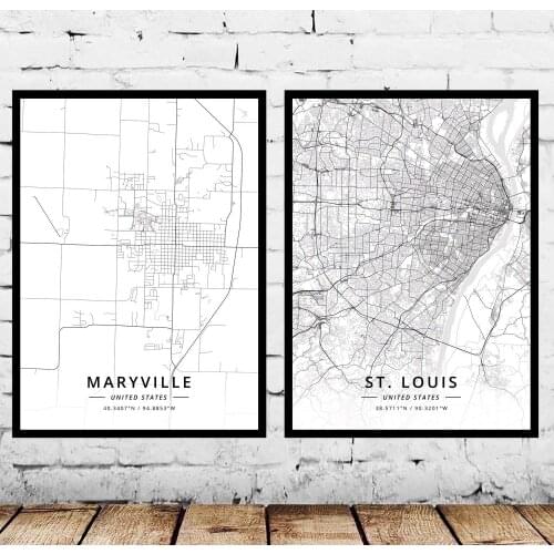 Maryville St Louis MO Missouri USA United States of America Map Poster
