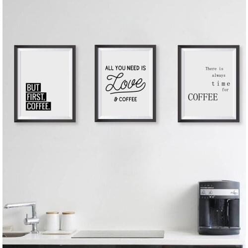 Coffee Quote Wall Art Prints Kitchen Home Decor , Love Coffee Poster Canvas Painting Prints Coffee Shop Wall Decor