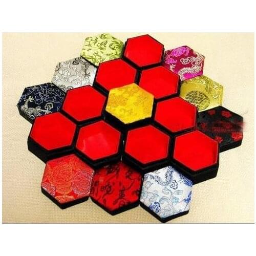 New Arrival Favorite Jewelry Box Wholesale 10pcs Chinese Fashion Handmade Vintage Hexagon Silk Jewelry Gift Box For Necklace