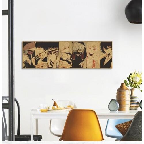 Super large Classic Anime Tokyo Ghoul Character Poster Retro Kraft Paper Wall Sticker ChildrenS Interior Painting Wall Sticker