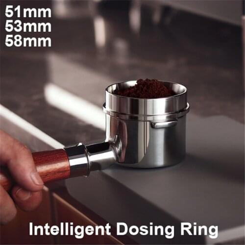 51/53/57.5/58/58.35mm Stainless Steel Intelligent Dosing Ring Brewing Bowl Coffee Powder for Breville Barista Portafilter