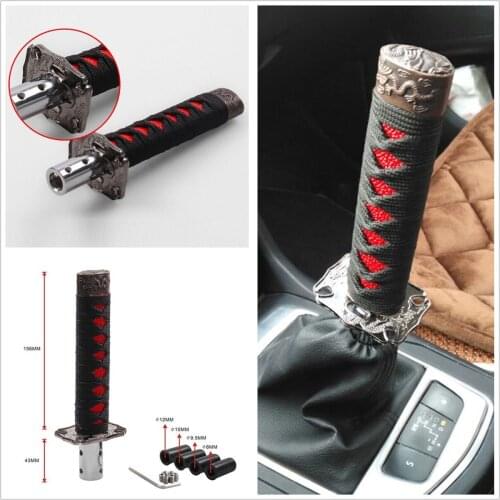 Universal Samurai Sword Gear Shift Knob Shifter Katana Metal Black+Red 15cm JDM Car styling