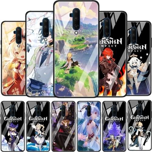 Games Genshin Impact Tempered Glass Cover For OnePlus Z 7 8 9 7T 8T 9R Nord 5G Pro Silicone Phone Case Coque