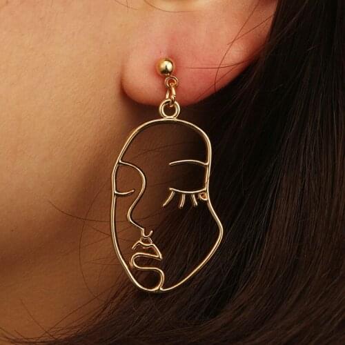 Abstract Creative Figure Eyelash Human Face Earrings for Women Chic Fashion Geometric Dangle Earrings Ladies Ear Jewelry YG278