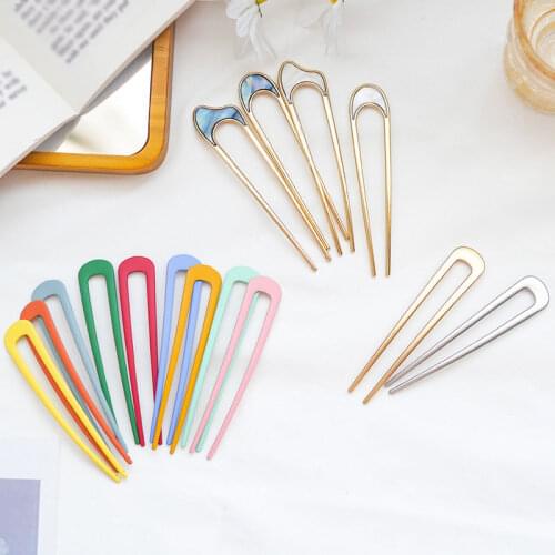 2021 New Japan Hair Sticks Women Hairclip Simplicity Colorful U Shape Girls Hairpins Bun Maker Sticks Hair Accessories Headwear