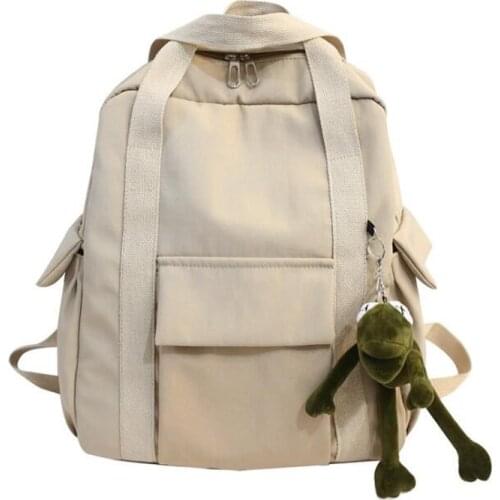 New Solid Color WomenS Waterproof Nylon Backpack Simple School Bag For Teenage Girl Shoulder Travel Bag School Backpack