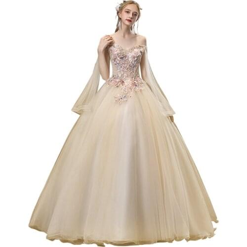 2020 New The Quinceanera Dresses The Party Prom Sexy V-neck Ball Gown Off The Shoulder With A Cape Vintage Quinceanera Dress