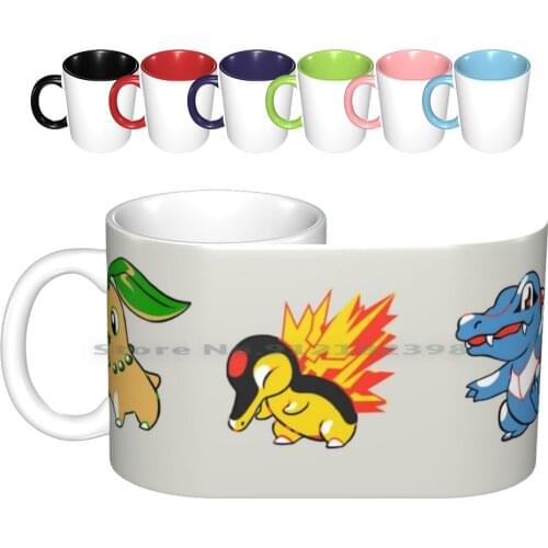 Gold And Silver Starters Ceramic Mugs Coffee Cups Milk Tea Mug Chikorita Bayleef Meganium Cyndaquil Quilava Typhlosion Totodile