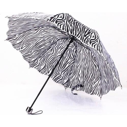 3 Fold Sun Rain Umbrellas Zebra Leopard Design Sunny and Rainy Umbrella for Women Girls W9329