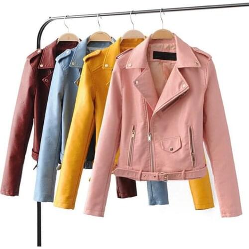 Zoulv 2021 Fashion Female New Faux Winter Autumn Short Coat Hot Outwear High Quality Women Motorcycle Pu Leather Red Jackets