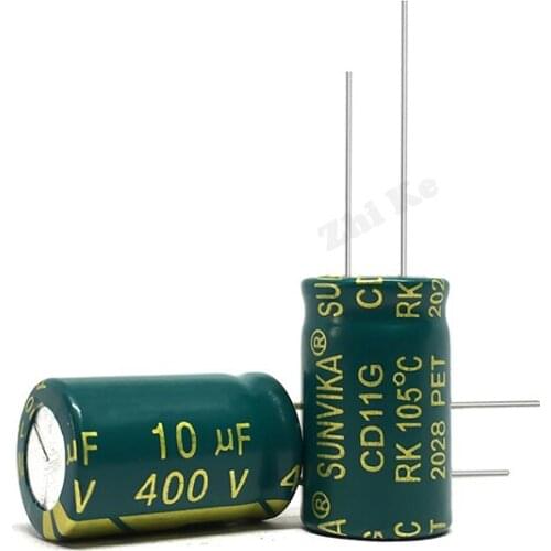 10pcs/lot 10uf400V aluminum electrolytic capacitor size 10*13mm 400V 10uf 20