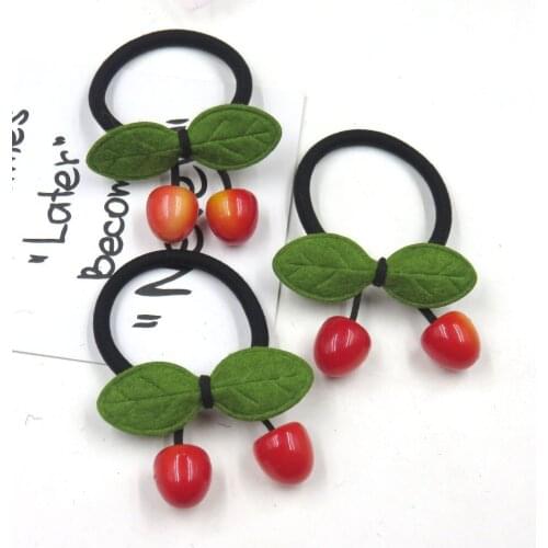 10PCS/LOT Creative Cherry Elastic Hair Bands For Girls Bohemian Headband Scrunchy Korean Fashion Kids Hair Accessories For Women