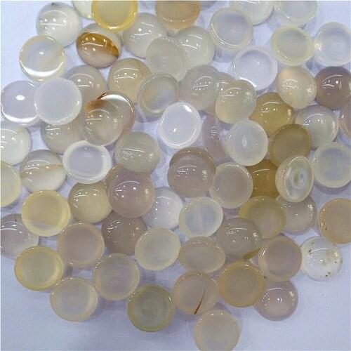 100Pcs 12x5mm Wholesale Brown And Gray Agate Round Cab Cabochon DIY Jewelry Making Accessories M144