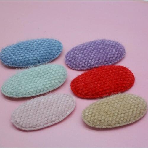 36pcs/lot 6.7*3.5cm furry felt Padded Hair Clip Cover Appliques DIY handmade Children Hair clip Accessories