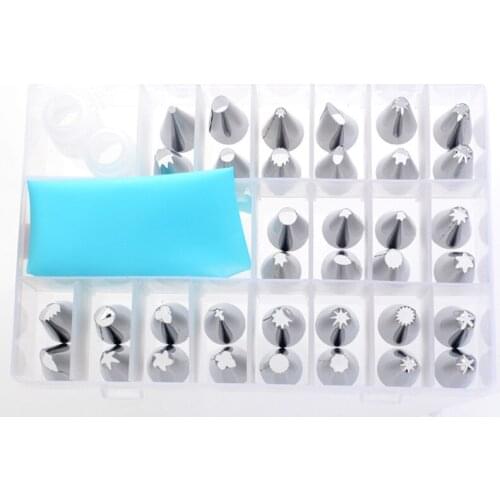 36pcs DIY Decorating Tip Set Stainless Steel Nozzles and Piping Pastry Bag Plastic Box Baking Pastry Tools Kitchen Accessories