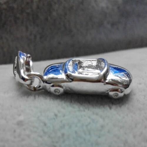 3D Roadster Convertible Car Charm Pendant silver-plate Charms for Bracelet European Pendants Jewellery for DIY Jewelry Making