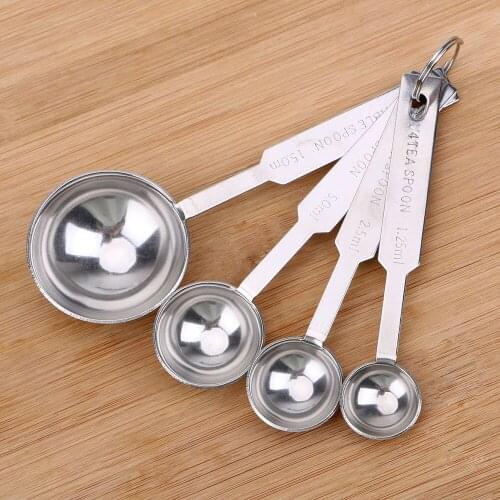 4pcs/set Tea Coffee Metal Measuring Cup Stainless Steel Measuring Spoon Scoop Cooking Baking Tools 1.25/2.5/5/15ml