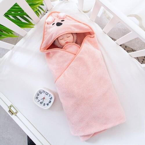 Baby Bath Towel Baby Towel Newborn with Hood Cartoon Coral Fleece Infant Towels Blanket Newborn Baby Bathrobe Infant 90*90cm