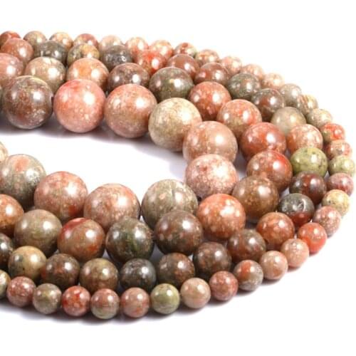 Natural Semi Precious Stone Beads Unakites Circular DIY For Making Necklaces Bracelets And Earrings 4/6/8/10/12mm