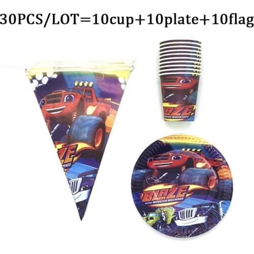 Disney Blaze And Machines Car Theme Party Supplies Paper Cup Plate Baby Shower Kid Birthday Family Party Decoration Banners Flag