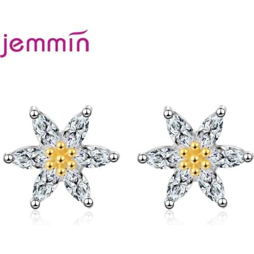 Elegant Gorgeous Chrysanthemum Shinny Crystal Stud Earrings For women Student Teenage Girls New Stylish Fashion Jewelry