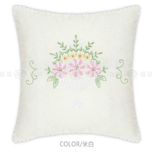 Factory Wholesale handmade embroidery cross stitch DIY ribbon embroidered cushion pillowcase European style needlework kit