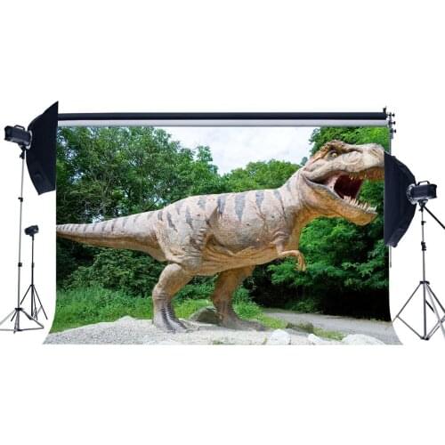 Dinosaur Backdrop Jurassic Period Jungle Forest Green Trees Scary Dinosaur Photography Background
