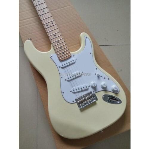 Fantasy Guitar, factory direct cream yellow st electric guitar,chrome hardware,free shipping