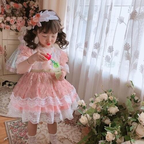 Aramex Spanish Girl Dress Beautiful Princess Dress Lolita Party Birthday Dress Flower Girl Dresses Kids Eid Dresses for Girls