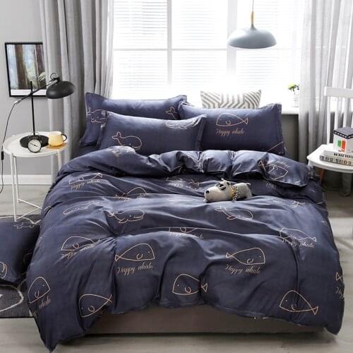 Cartoon Whale Pattern Bed Cover Set Boy Cartoon Duvet Cover Adult Child Bed Sheets And Pillowcases Comforter Bedding Set