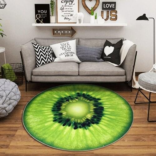 Dia 60cm 3D Fruits Printed Living Room Carpet Children Room Play Mat Baby Seat Pad Round Non-slip Fruit Pattern Chair Mat