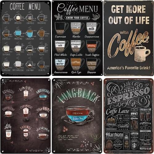 Coffee Metal Sign Plaque Vintage Wall Decor Coffee Bar Cafe Restaurant Kitchen Tin Painting Metal Poster Art Wall Decoration