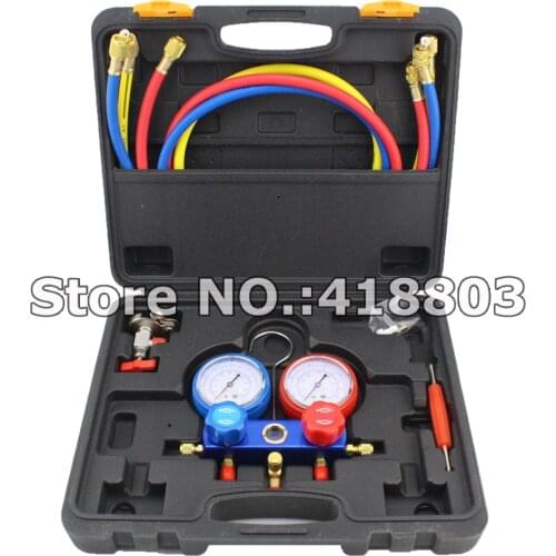 AC Refrigerant R410A Manifold Gauge Set 2 Valve Household A/C Repair Kit