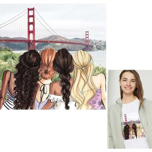 Patches For Clothes Beautiful Girl Thermal Stickers For Clothes Heat Transfer Coffee Lady Cool beauty Patches Iron On Transfer