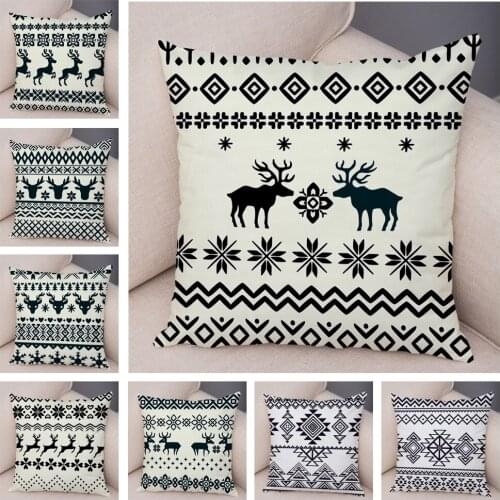 Nordic Style Deer Cushion Cover for Sofa Home Car Children Room Decor Geometric Pillow Case Super Soft Plush Pillowcase 45x45cm