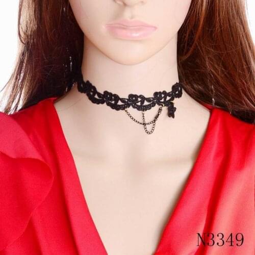 New Latest Model Design Black Chain Lace Flower Pattern Choker Necklace Collar for Women Jewelry Accessories N3349