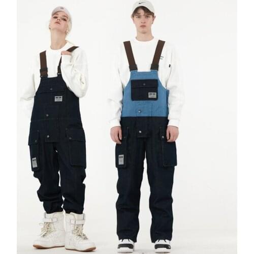 New Ski Bib Men Women Ski Pants Winter Outdoor Windproof Waterproof Snowboarding Pants Skiing Jeans Jumpsuit Overalls Snow Pants